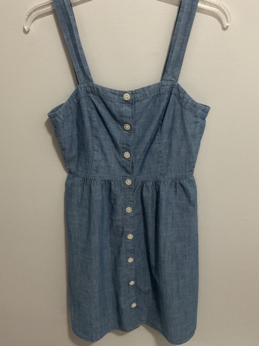 Women’s J. Crew Chambray Sleeveless Full Button Mini Dress, Size 2